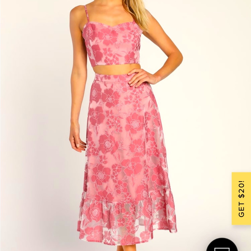 ❤️  lulus two piece midi dress in hot pink NWT